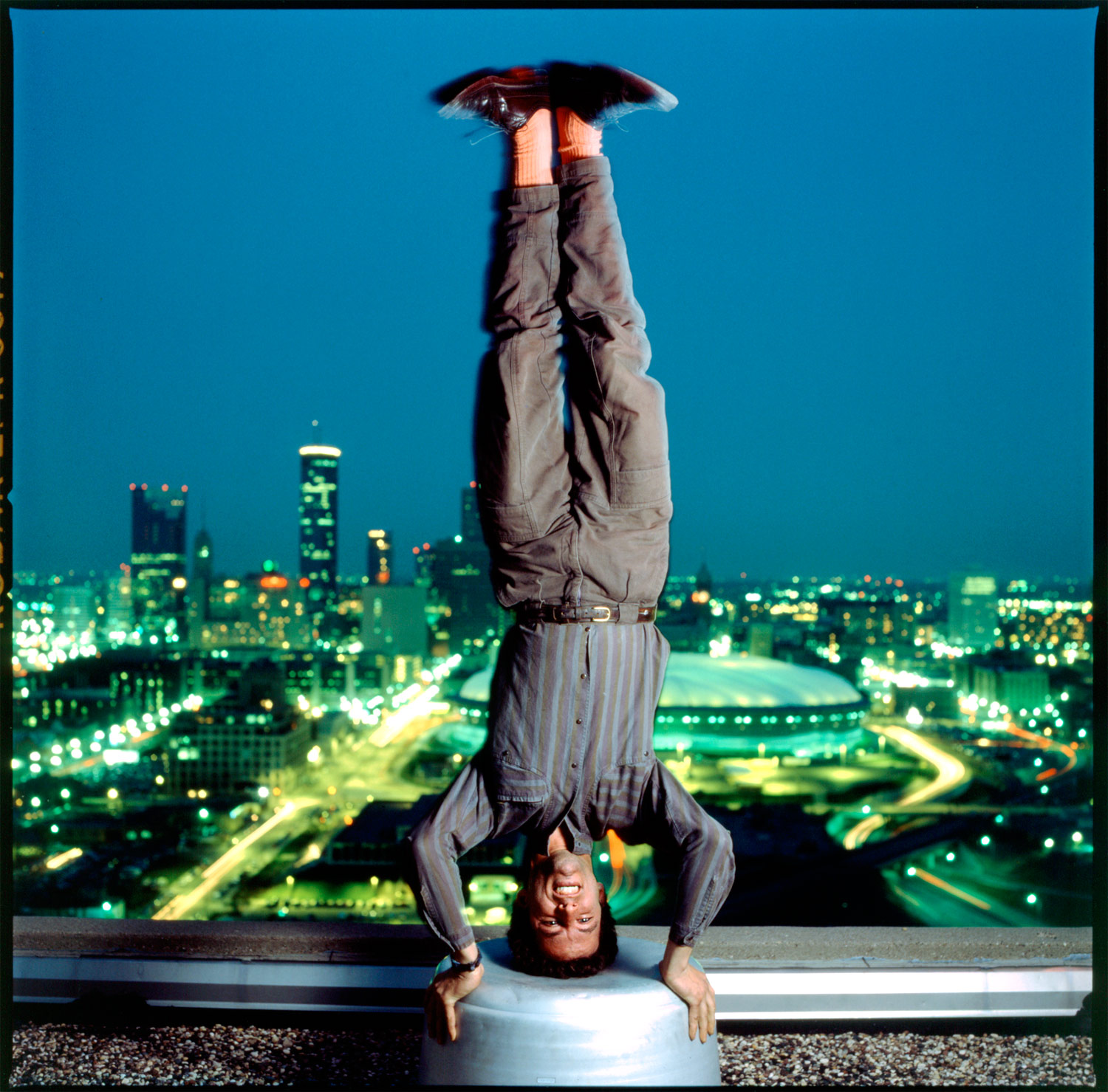 Rick Elden photographed atop Cedar Square in Minneapolis. Shot for Minneapolis Star Tribune Sunday magazine